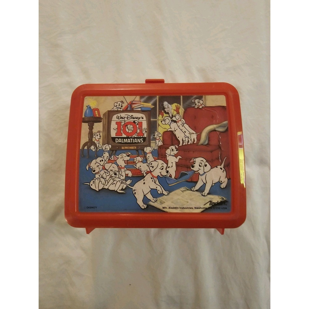 Vintage‎ Disney 101 Dalmatians Lunchbox w Thermos Aladdin Industries Red